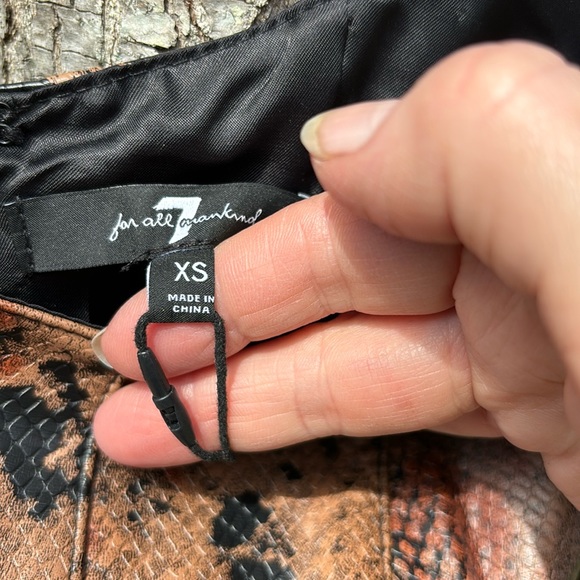 7 For All Mankind Faux Leather snakeskin Dress Sleeveless Midi. XS NWTs - Picture 9 of 17